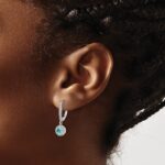 Pure Serenity 14k White Gold 1/4 carat Lab Grown Diamond VS/SI+ G+ and Lab Created Paraiba Leverback Dangle Earrings - Image 3