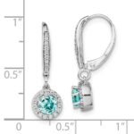 Pure Serenity 14k White Gold 1/4 carat Lab Grown Diamond VS/SI+ G+ and Lab Created Paraiba Leverback Dangle Earrings - Image 2