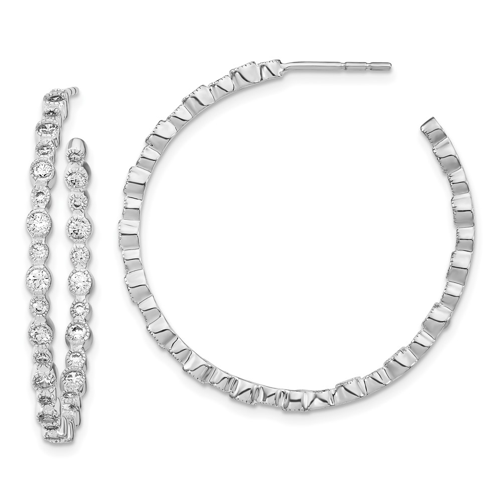 EM7952-150-WAA.jpg 14k White Gold 1 1/2 carat Lab Grown Diamond VS/SI+ G+ Complete Circle Bezel Hoop Post Earrings - Image 1