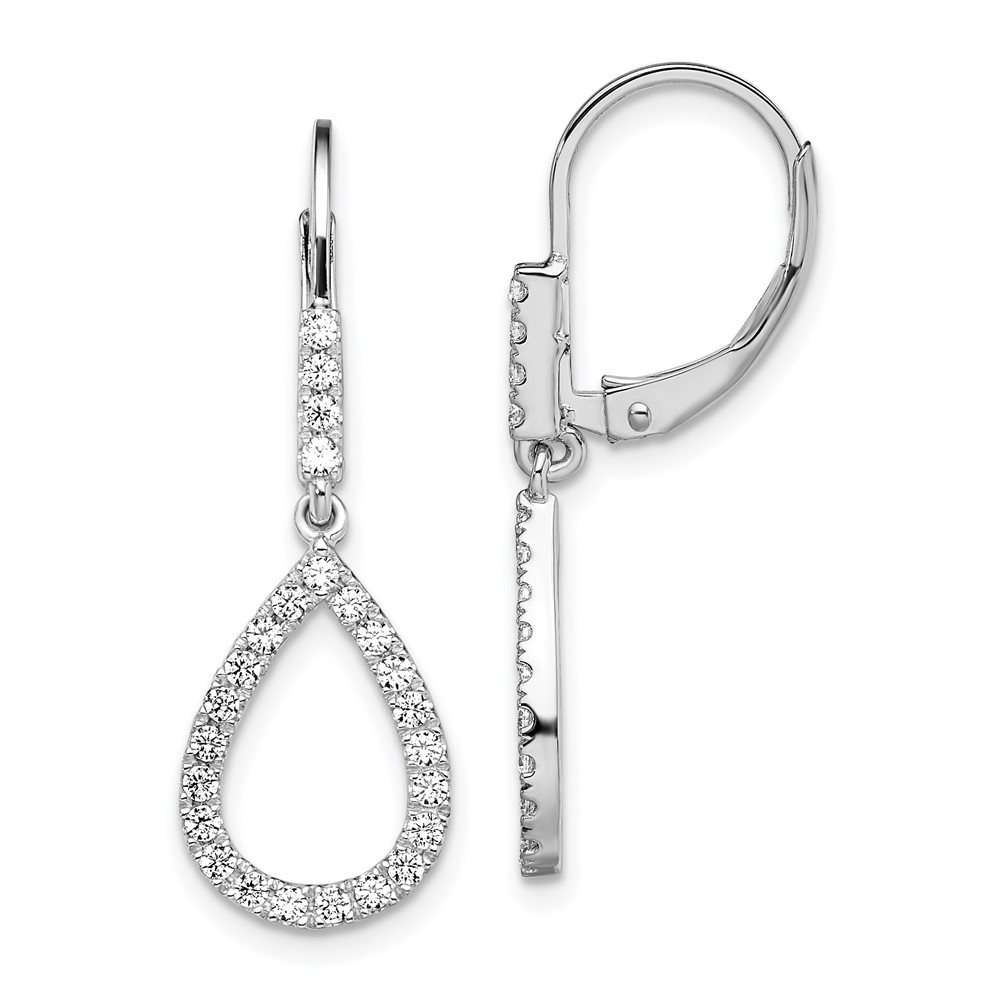 EM7956-050-WAA.jpg 14k White Gold 1/2 carat Lab Grown Diamond VS/SI+ G+ Complete Fashion Dangle Leverback Earrings - Image 1