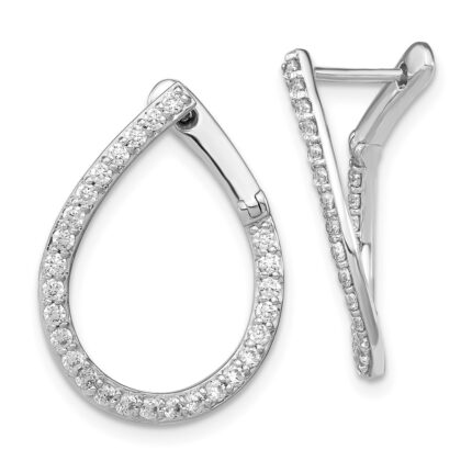 14k White Gold 3/4 carat Lab Grown Diamond VS/SI+ G+ Complete Hinged Hoop Earrings