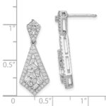 14k White Gold Polished 3/4 carat Diamond Fancy Dangle Post Earrings - Image 3