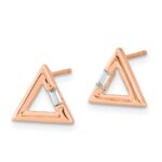 14k Rose Gold Polished 1/20 carat Diamond Baguette Triangle Post Earrings - Image 2