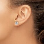 14k White Gold 1/8 carat Diamond Fancy Square Earring Jackets - Image 3