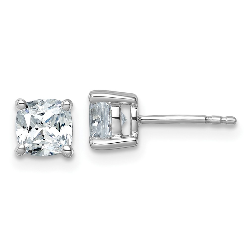 EM8794-150-WAA.jpg 14k White Gold 1 1/2 carat Lab Grown Diamond VS/SI+ G+ Cushion Complete Four Prong Stud Earrings - Image 1