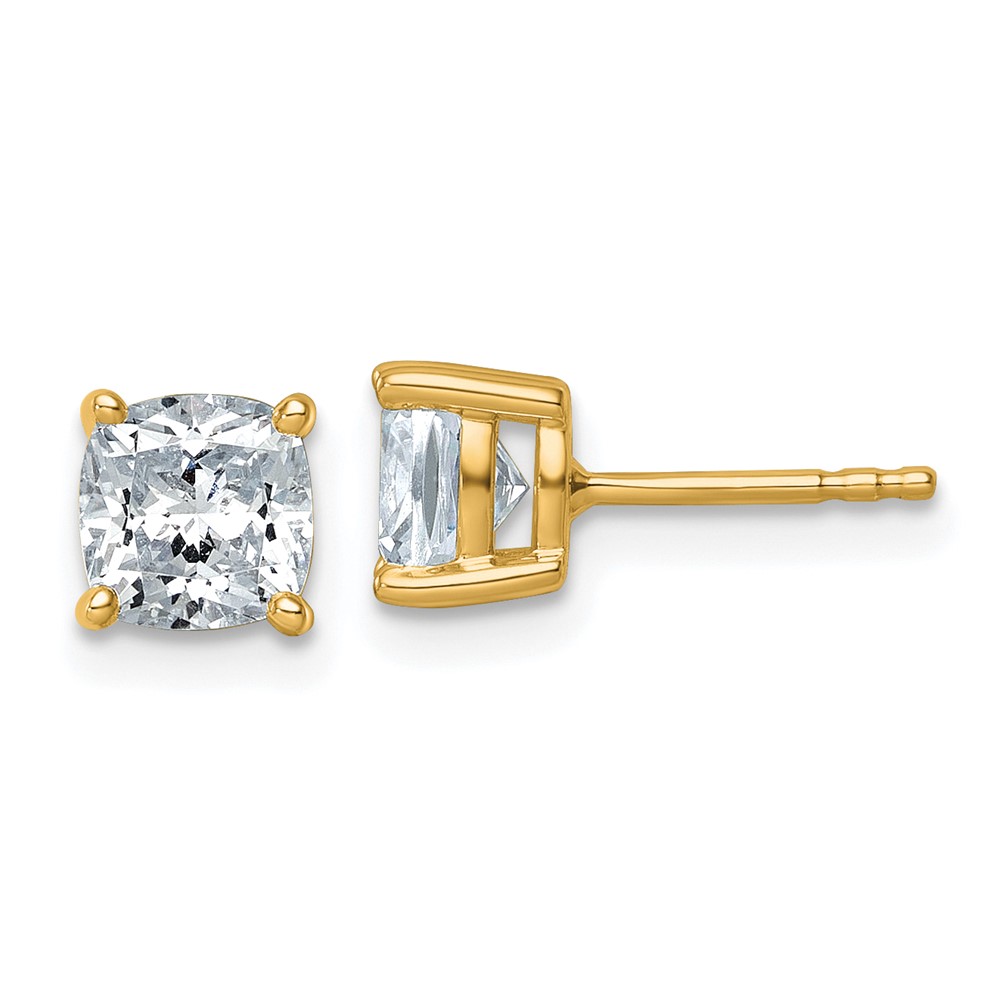 EM8794-200-YAA-1.jpg 14k 2 carat Lab Grown Diamond VS+ F+ Cushion Complete Four Prong Stud Earrings - Image 1