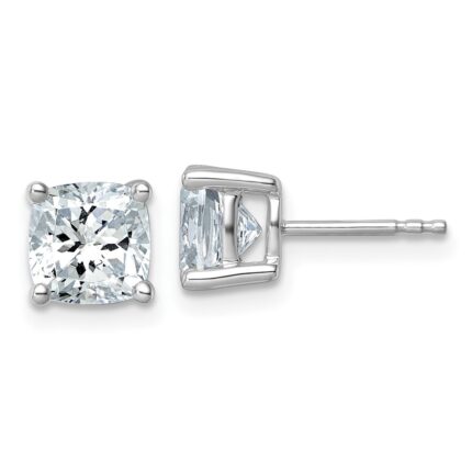 14k White Gold 3 carat Certified Lab Grown Diamond VS+ F+ Cushion Complete Four Prong Stud Earrings
