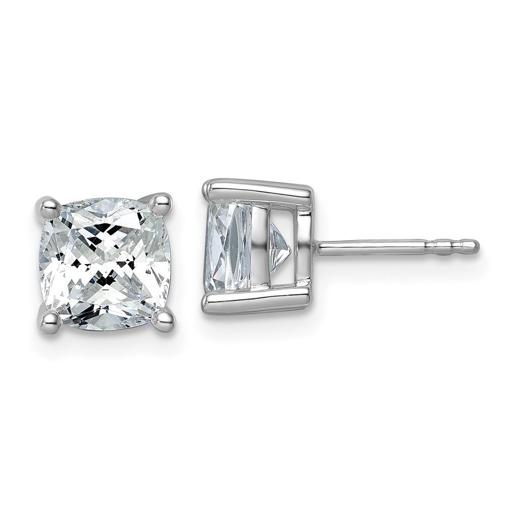 EM8794-400-WAA-1.jpg 14k White Gold 4 carat Certified Lab Grown Diamond VS/SI+ G+ Cushion Complete Four Prong Stud Earrings - Image 1