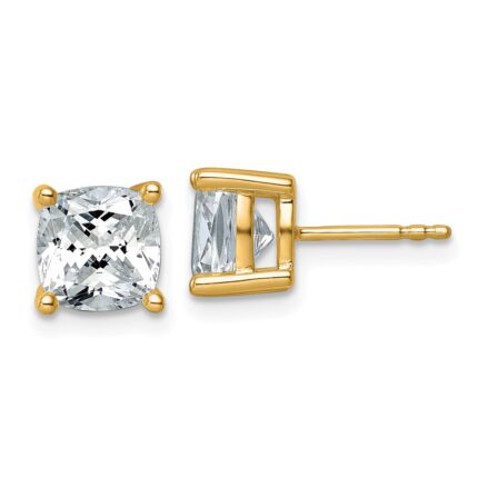 14k 4 carat Certified Lab Grown Diamond VS/SI+ G+ Cushion Complete Four Prong Stud Earrings