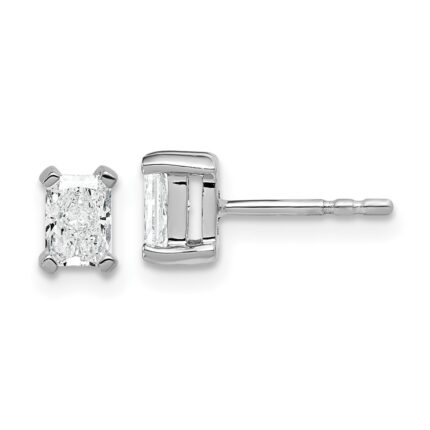 14k White Gold 3/4 carat Lab Grown Diamond VS+ F+ Radiant Complete Four Prong Stud Earrings
