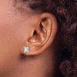 14k White Gold 1 1/2 carat Lab Grown Diamond VS/SI+ G+ Radiant Complete Four Prong Stud Earrings - Image 3