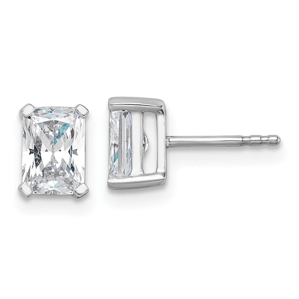 EM8796-150-WAA.jpg 14k White Gold 1 1/2 carat Lab Grown Diamond VS/SI+ G+ Radiant Complete Four Prong Stud Earrings - Image 1