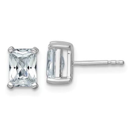 14k White Gold 2 carat Lab Grown Diamond VS/SI+ G+ Radiant Complete Four Prong Stud Earrings