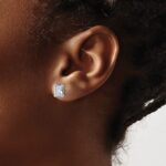 14k White Gold 3 carat Lab Grown Diamond VS+ F+ Radiant Complete Four Prong Stud Earrings - Image 3
