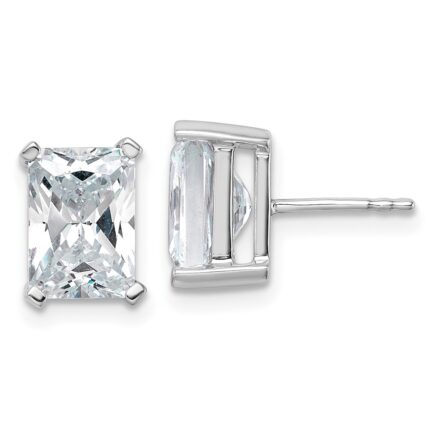 14k White Gold 5 carat Certified Lab Grown Diamond VS/SI+ G+ Radiant Complete Four Prong Stud Earrings