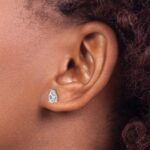 14k White Gold 3/4 ctw Lab Grown Diamond VS/SI+ G+ Pear 4 Prong Heavy Wt. Stud Earrings - Image 3