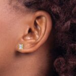 14k 1 1/2 carat Lab Grown Diamond VS+ F+ Emerald Complete Four Prong Stud Earrings - Image 3