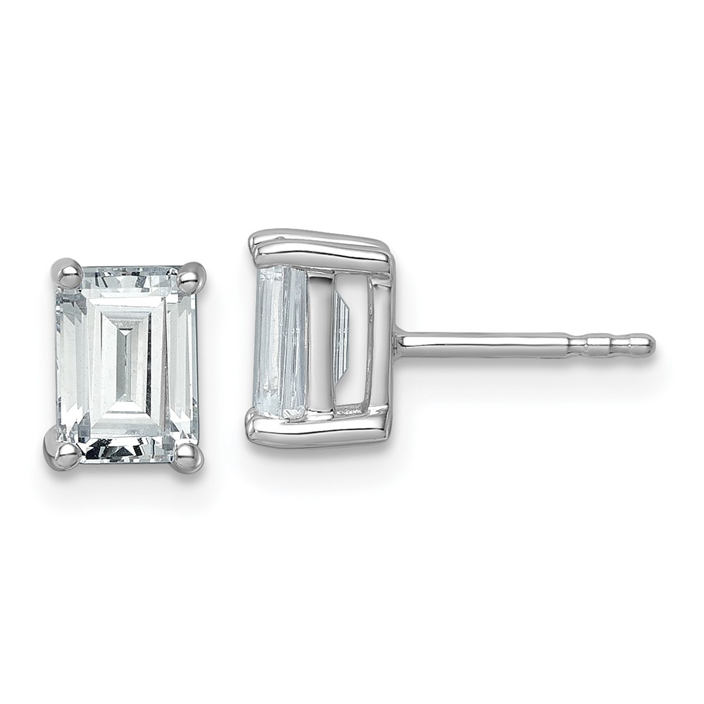 EM8798-200-WAA-1.jpg 14k White Gold 2 carat Certified Lab Grown Diamond VS/SI+ G+ Emerald Complete Four Prong Stud Earrings - Image 1
