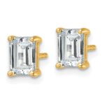 14k 2 carat Lab Grown Diamond VS+ F+ Emerald Complete Four Prong Stud Earrings - Image 2