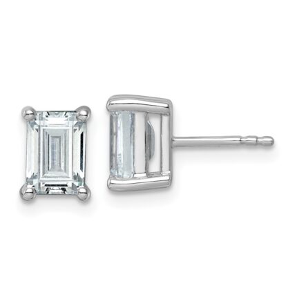 14k White Gold 3 carat Certified Lab Grown Diamond VS/SI+ G+ Emerald Complete Four Prong Stud Earrings