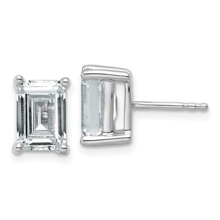 14k White Gold 4 carat Certified Lab Grown Diamond VS/SI+ G+ Emerald Complete Four Prong Stud Earrings
