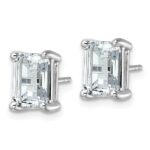 14k White Gold 5 carat Lab Grown Diamond VS/SI+ G+ Emerald Complete Four Prong Stud Earrings - Image 2