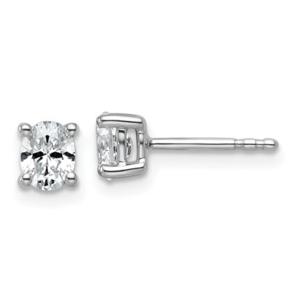 14k White Gold 1/2 carat Certified Lab Grown Diamond VS+ F+ Complete Oval Four Prong Stud Earrings