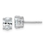 14k White Gold 3 carat Lab Grown Diamond VS/SI+ G+ Complete Oval Four Prong Stud Earrings