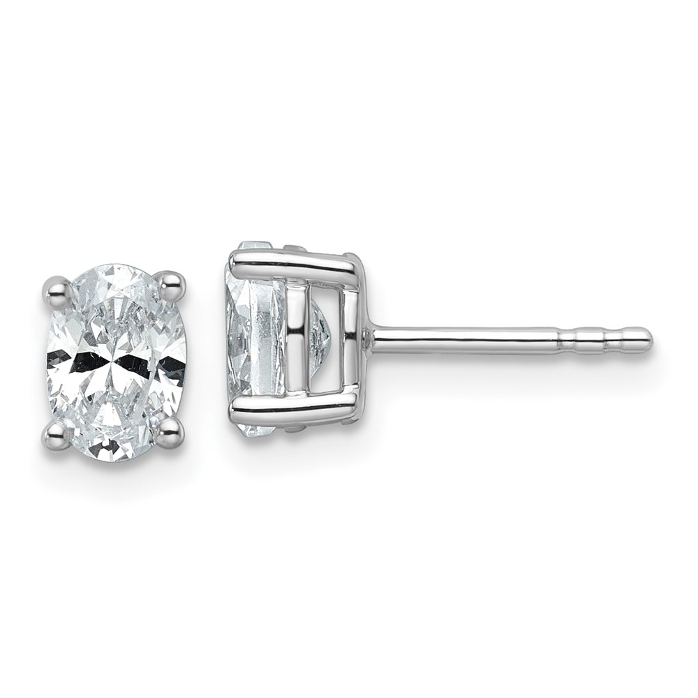 EM8799-100-WAA-5.jpg 14k White Gold 3 carat Lab Grown Diamond VS/SI+ G+ Complete Oval Four Prong Stud Earrings - Image 1