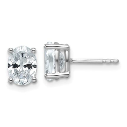 14k White Gold 1 1/2 carat Lab Grown Diamond VS/SI+ G+ Complete Oval Four Prong Stud Earrings
