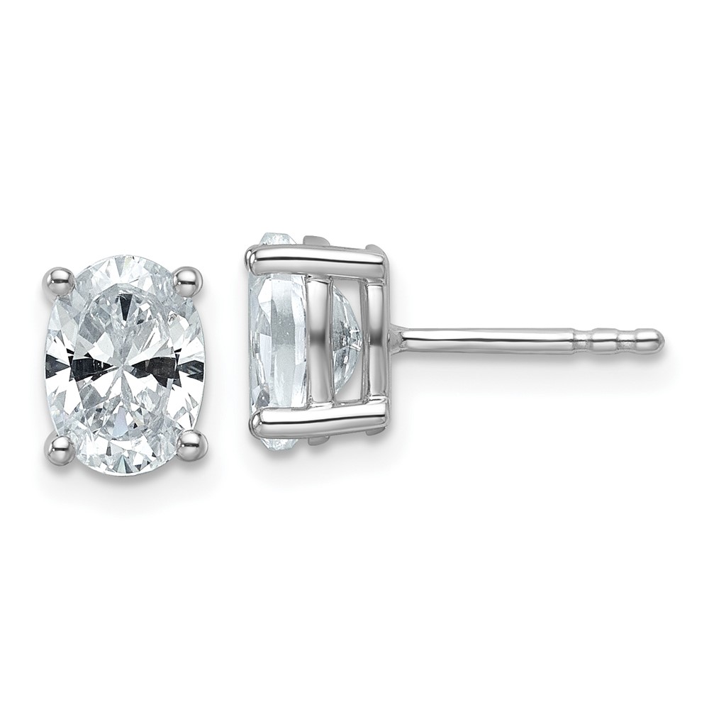 EM8799-150-WAA.jpg 14k White Gold 1 1/2 carat Certified Lab Grown Diamond VS+ F+ Complete Oval Four Prong Stud Earrings - Image 1