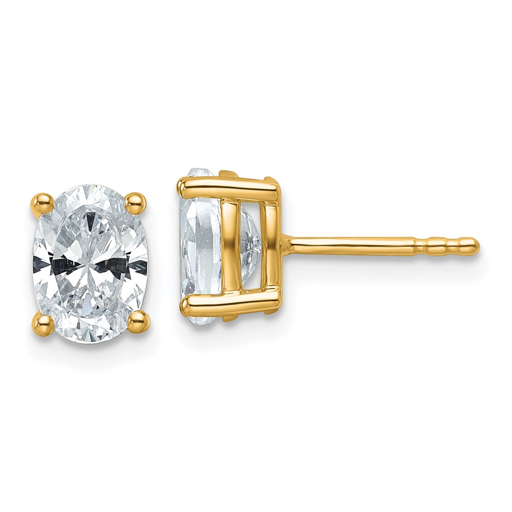 EM8799-150-YAA.jpg 14k 1 1/2 carat Certified Lab Grown Diamond VS+ F+ Complete Oval Four Prong Stud Earrings - Image 1
