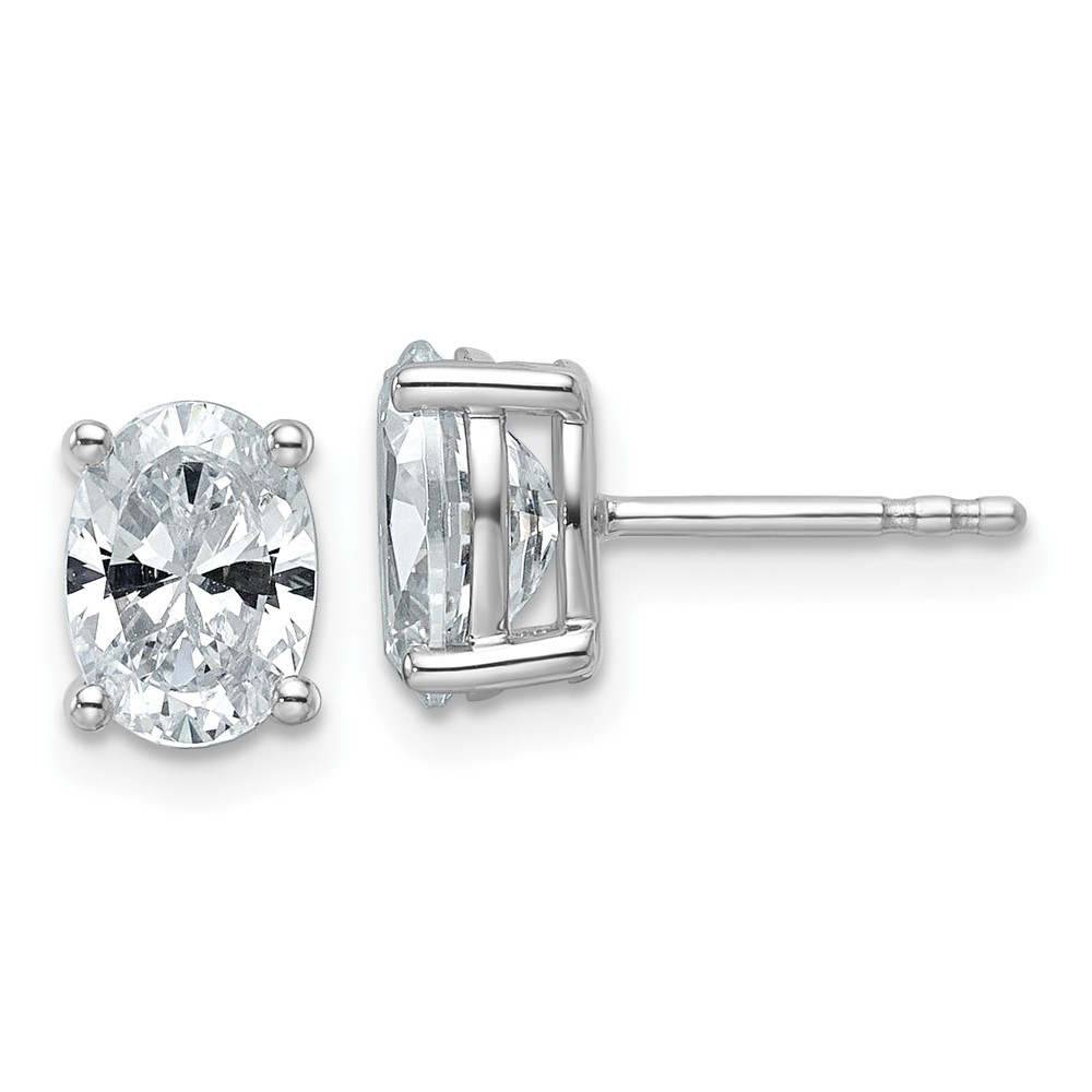 EM8799-200-WAA.jpg 14k White Gold 2 carat Certified Lab Grown Diamond VS+ F+ Complete Oval Four Prong Stud Earrings - Image 1