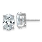 14k White Gold 5 carat Lab Grown Diamond VS/SI+ G+ Complete Oval Four Prong Stud Earrings