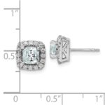 14k White Gold 3/8 carat Lab Grown Diamond VS/SI+ G+ March Birthstone Aquamarine Halo Post Earrings - Image 4