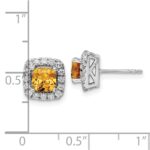 14k White Gold 3/8 carat Lab Grown Diamond VS/SI+ G+ November Birthstone Citrine Halo Post Earrings - Image 4