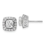 14k White Gold 3/8 carat Lab Grown Diamond VS/SI+ G+ April Birthstone White Sapphire Halo Post Earrings
