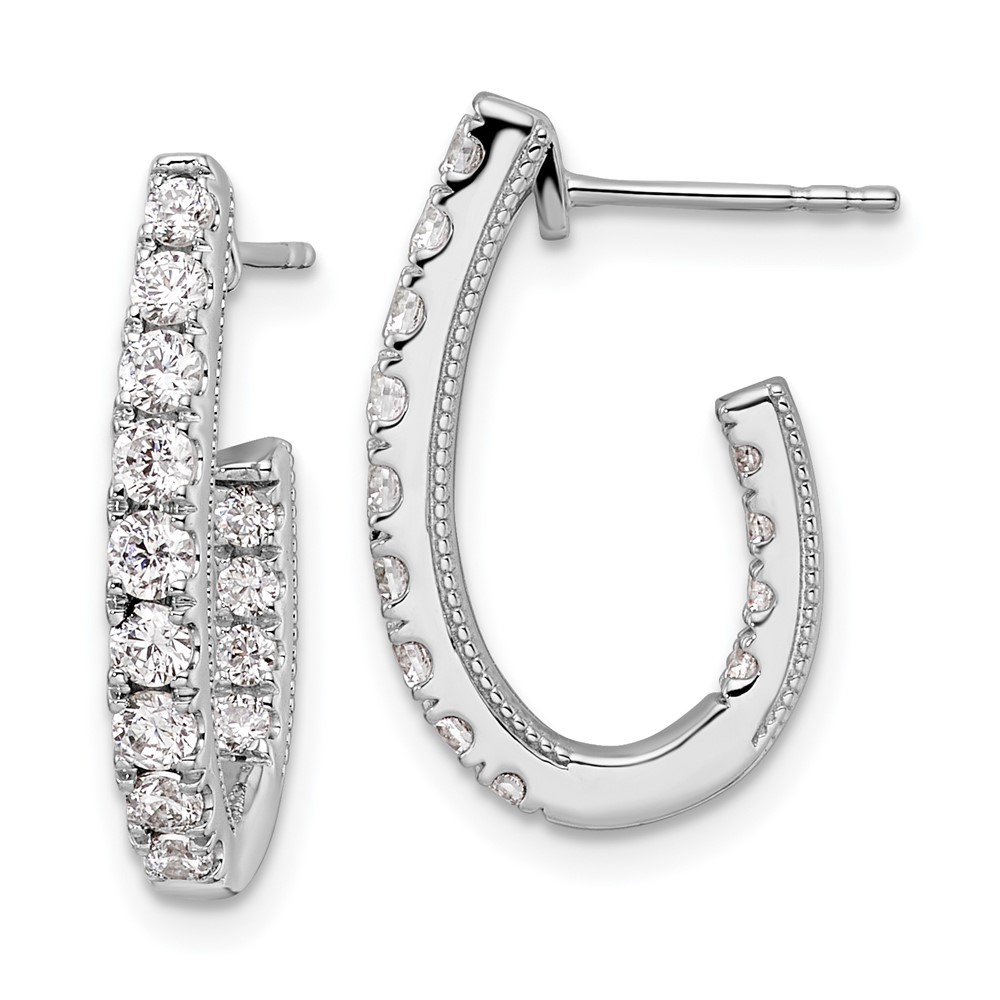 EM9122-100-WAA.jpg 14k White Gold 1 carat Lab Grown Diamond VS/SI+ G+ Complete In and Out J-Hoop Hoop Earrings - Image 1