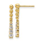 14k 1/3 carat Lab Grown Diamond VS/SI+ G+ Beaded Bar Dangle Post Earrings