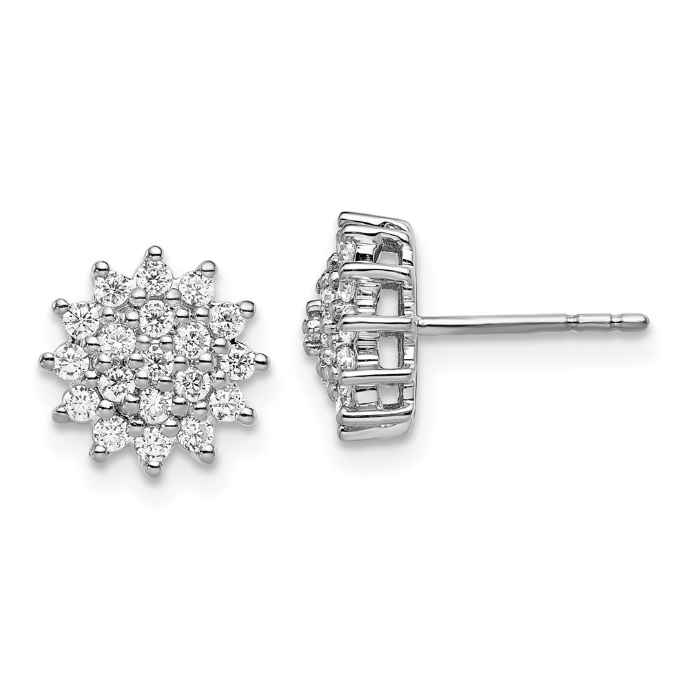 EM9126-057-WAA.jpg 14k White Gold 1/2 carat Lab Grown Diamond VS/SI+ G+ Complete Cluster Post Earrings - Image 1