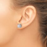 14k White Gold 2 carat Lab Grown Diamond VS/SI+ G+ Complete Round Fashion Halo Post Earrings - Image 3