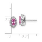 14k White Gold 1/5 carat Lab Grown Diamond VS/SI+ G+ and Lab Created Pink Sapphire October Birthstone Post Earrings - Image 4