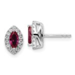 14k White Gold 1/5 carat Lab Grown Diamond VS/SI+ G+ and Lab Created Ruby July Birthstone Post Earrings