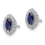 14k White Gold 1/5 carat Lab Grown Diamond VS/SI+ G+ and Lab Created Blue Sapphire September Birthstone Post Earrings - Image 2