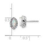 14k White Gold 1/5 carat Lab Grown Diamond VS/SI+ G+ and Lab Created Opal October Birthstone Post Earrings - Image 4