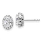 14k White Gold 1 1/5 carat Lab Grown Diamond VS/SI+ G+ Oval Halo Stud Earrings
