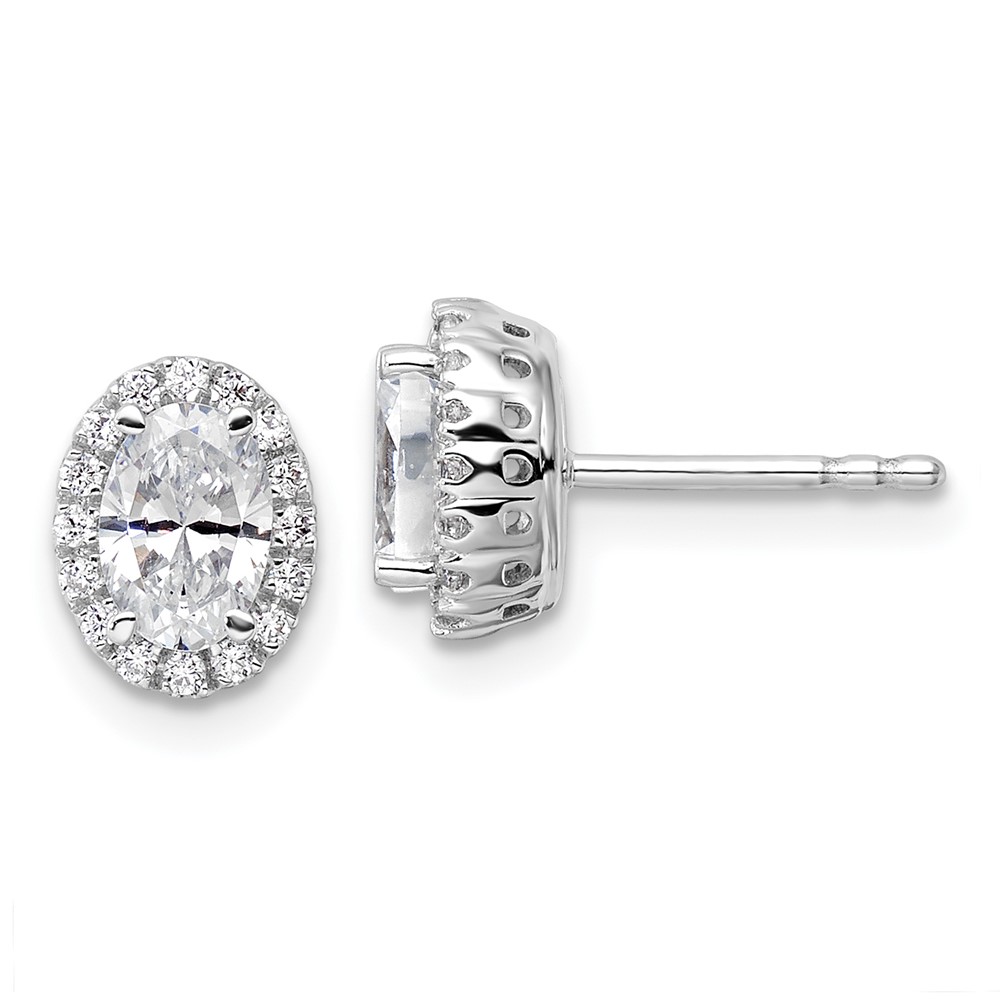 EM9472-120-WAA.jpg 14k White Gold 1 1/5 carat Lab Grown Diamond VS/SI+ G+ Oval Halo Stud Earrings - Image 1