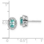 Pure Serenity 14k White Gold 1/10 carat Lab Grown Diamond VS/SI+ G+ and Lab Created Paraiba Post Earrings - Image 4