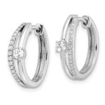 14k White Gold 3/8 carat Lab Grown Diamond VS/SI+ G+ Complete Fashion Hinged Hoop Earrings - Image 2