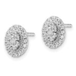 14k White Gold 1/2 carat Lab Grown Diamond VS/SI+ G+ Complete Oval Halo Post Earrings - Image 2